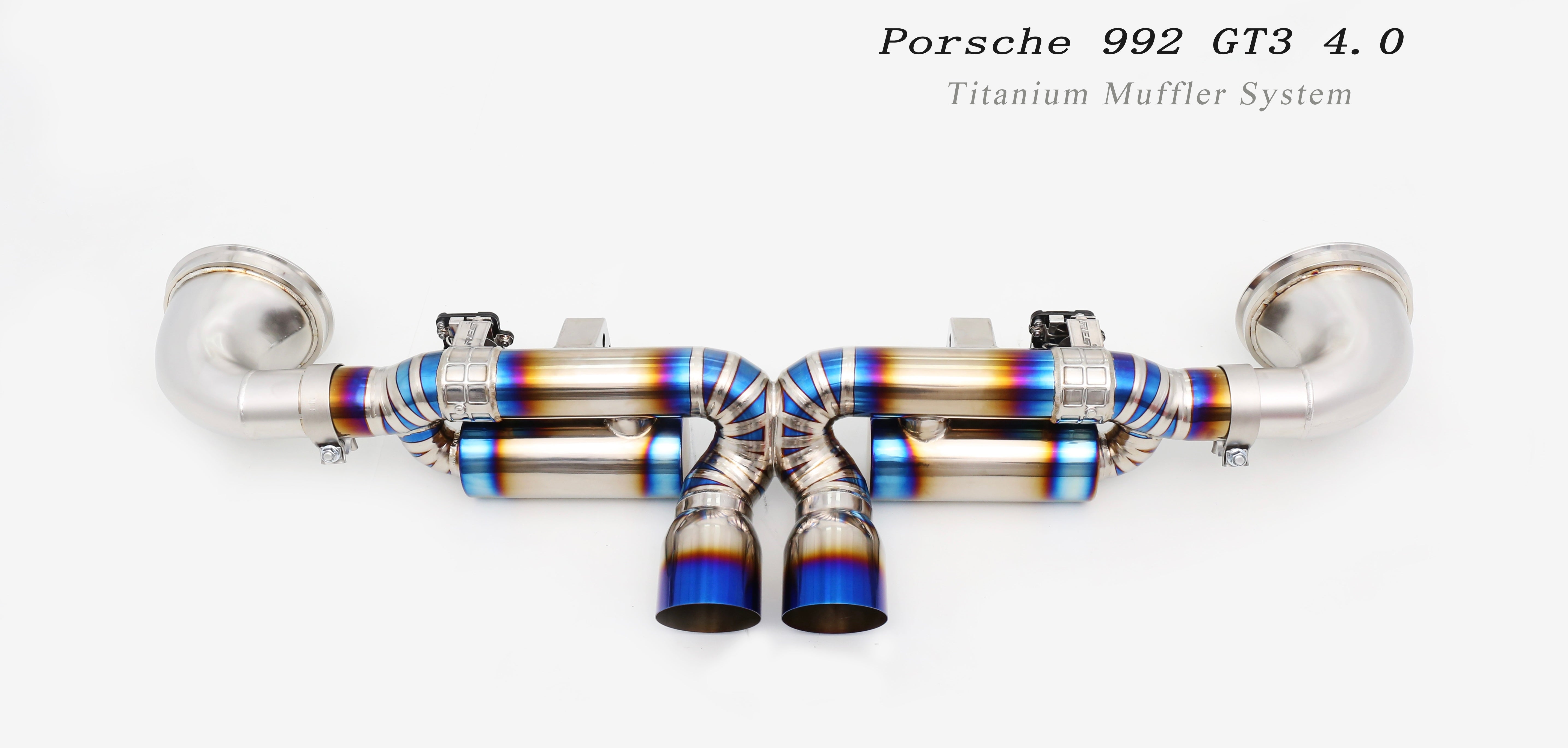 Porsche 992 GT3 4.0 Titanium exhaust muffler system, Aftermarket