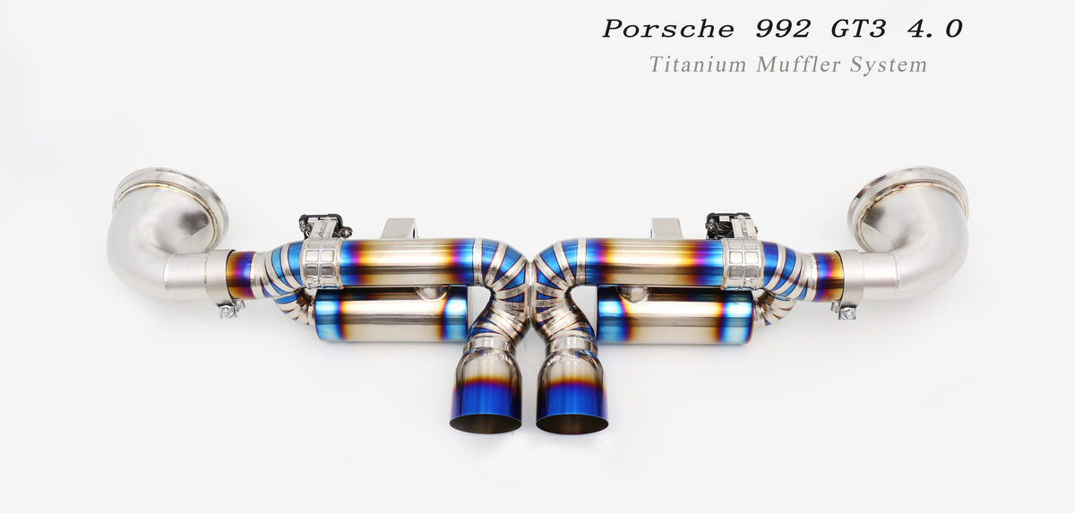 Porsche 992 GT3 4.0 Titanium exhaust muffler system, Aftermarket