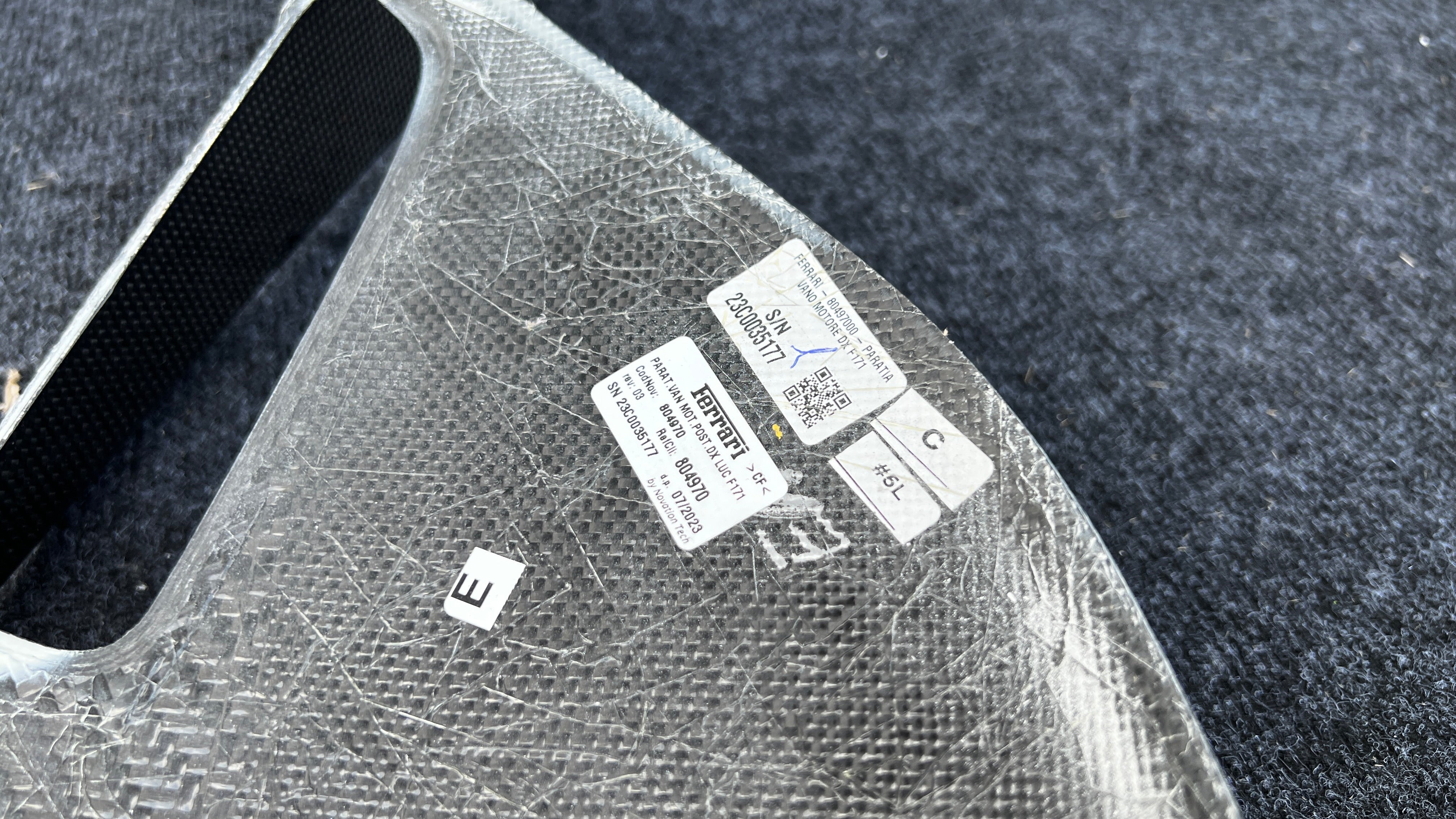 Ferrari 296 GTB Carbon fiber Rear Engine compartment set of 4, OEM, Part number: