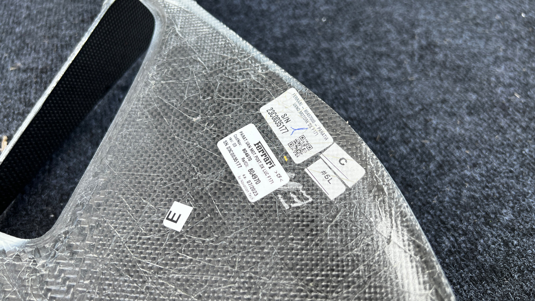 Ferrari 296 GTB Carbon fiber Rear Engine compartment set of 4, OEM, Part number: