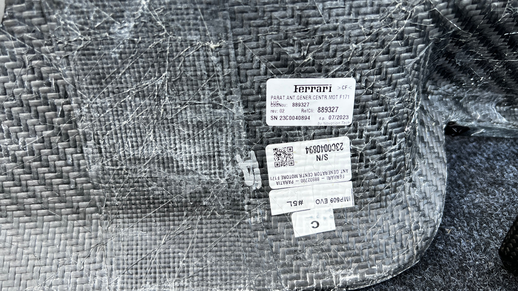 Ferrari 296 GTB Carbon fiber Rear Engine compartment set of 4, OEM, Part number: