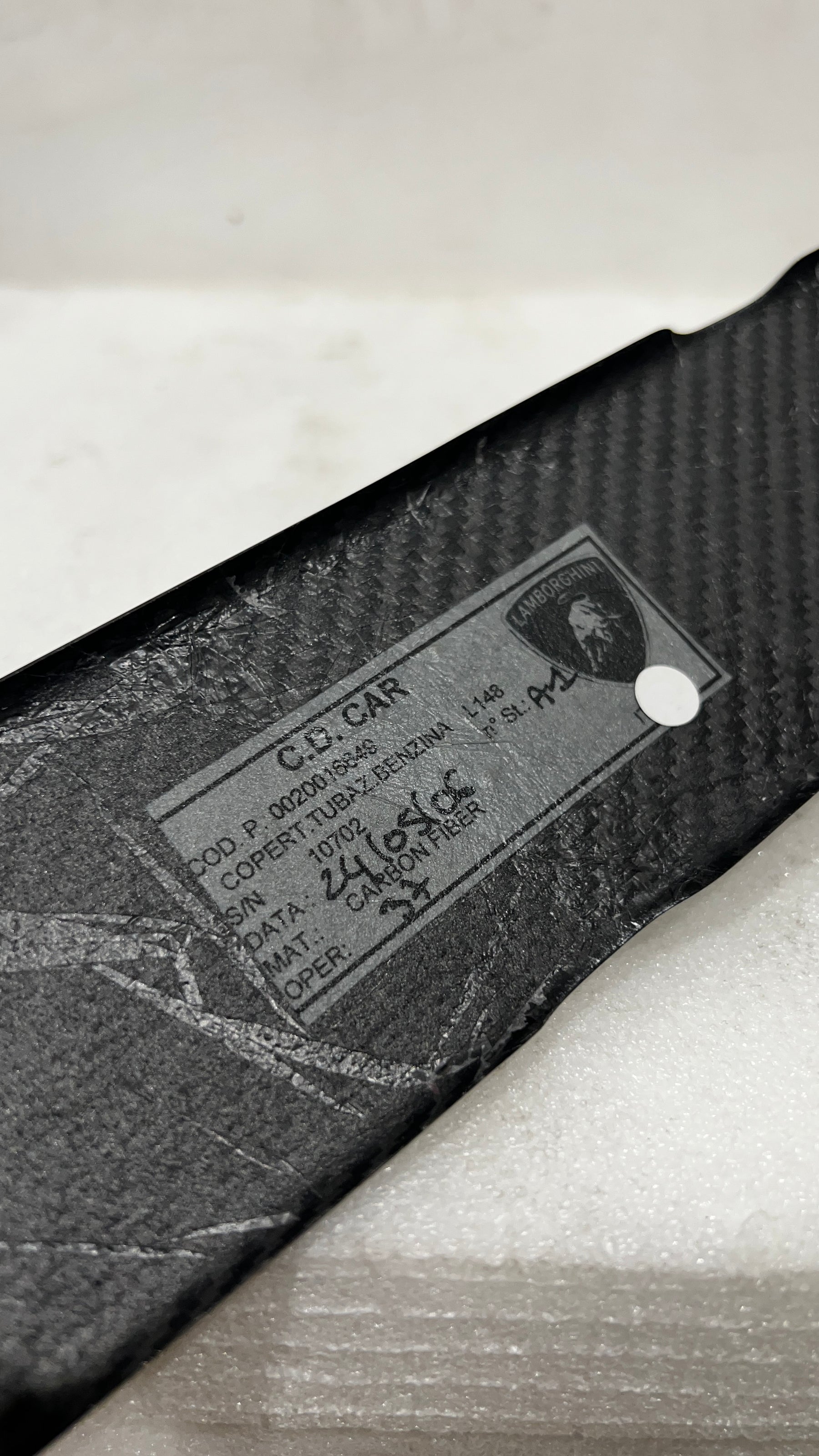 Lamborghini Murcielago Carbon fiber Cover, OEM, Part number: 07M103926C
