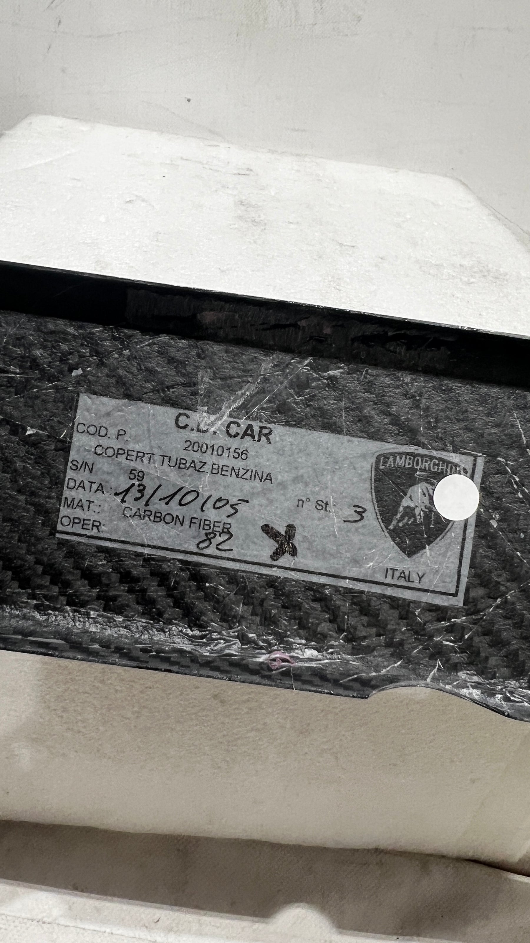 Lamborghini Murcielago Coupe Carbon fiber Cover, OEM, Part number: 07M103926N