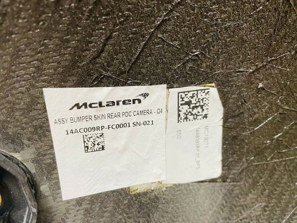 McLaren 765LT rear bumper PDC and camera, carbon fiber, Part number: 14AC009RP