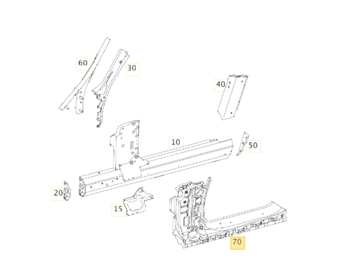 Mercedes Benz AMG GT Side wall panel RH, OEM, Part number: A 190 630 54 00
