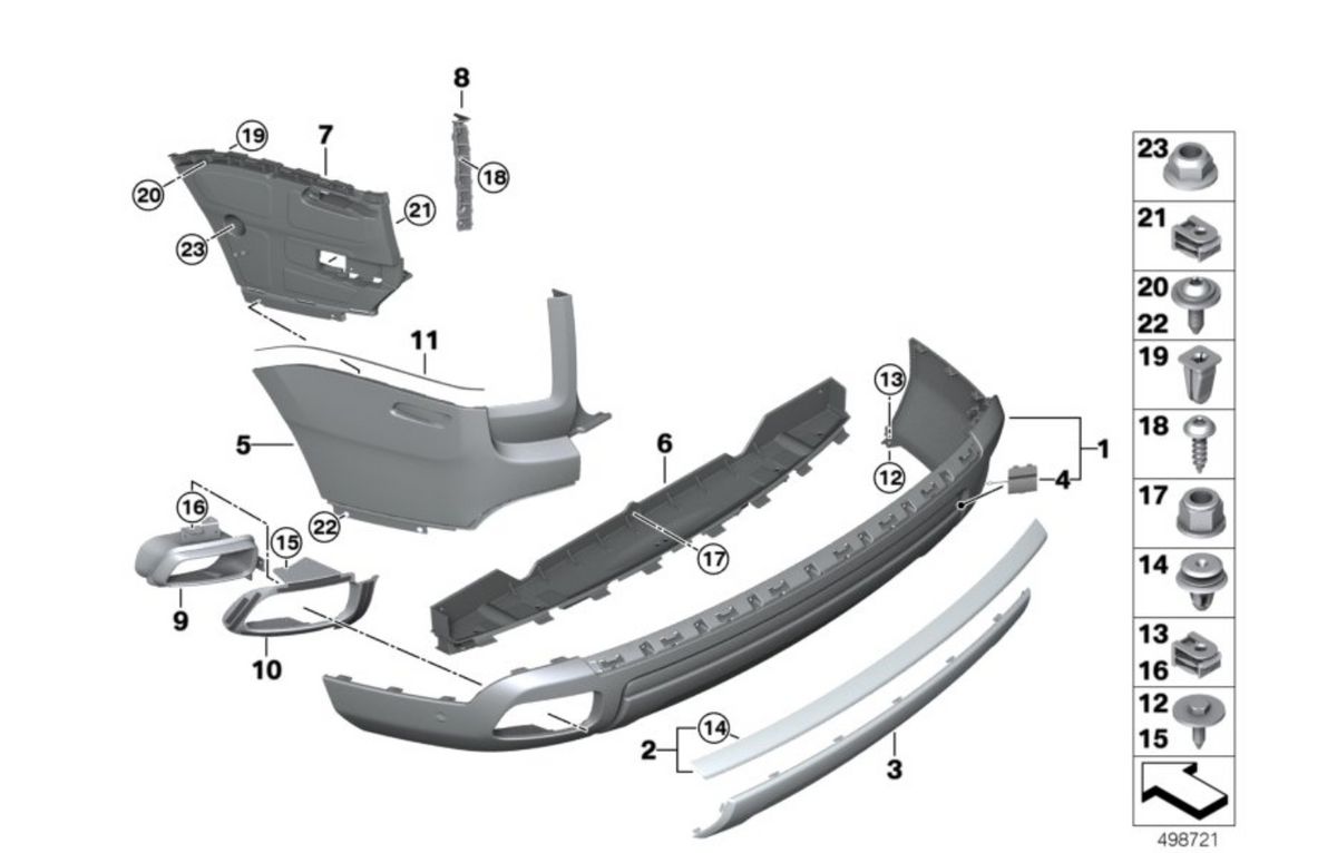 Rolls Royce Cullinan Rear bumper metal moldings, OEM, Part number: 51127462138