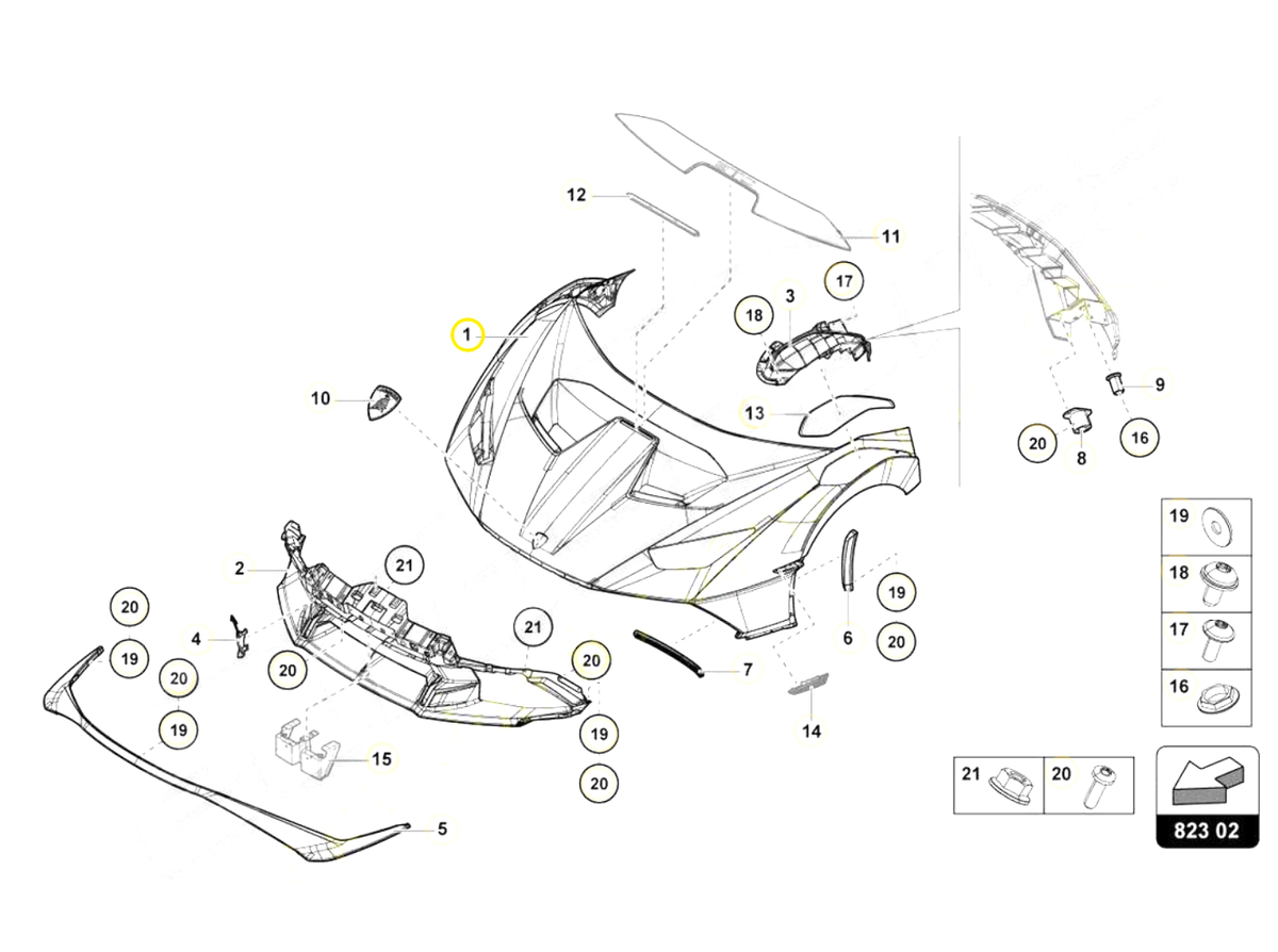 Lamborghini Huracan STO Front hood, Part number: 4T3823021HGRU