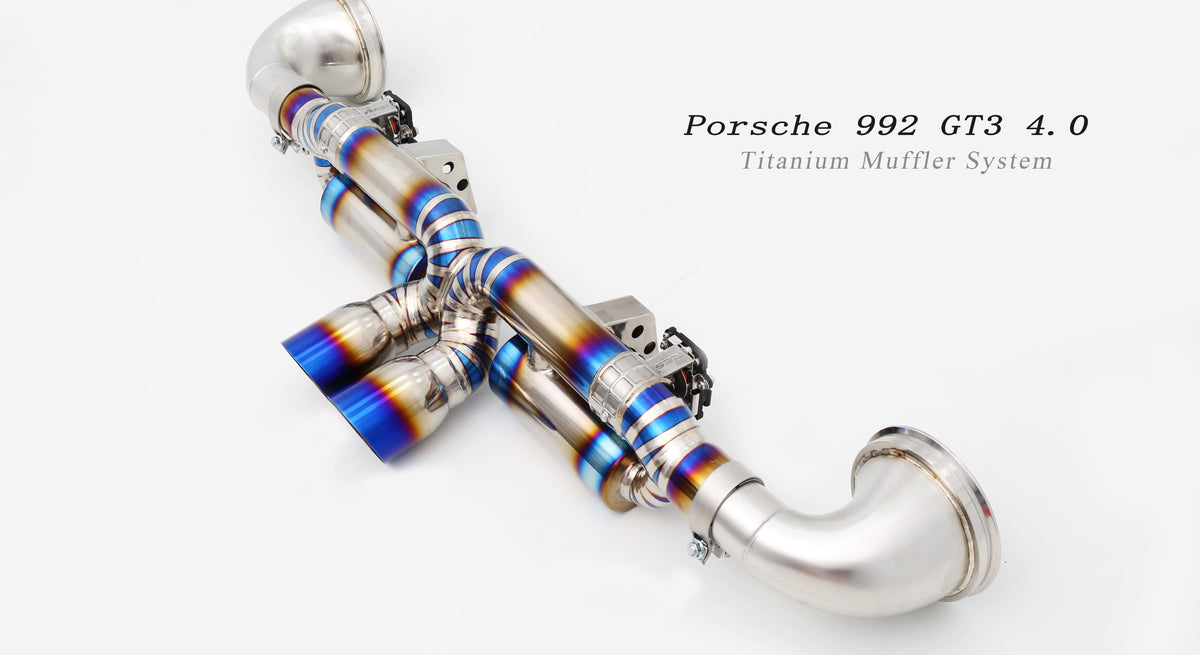 Porsche 992 GT3 4.0 Titanium exhaust muffler system, Aftermarket