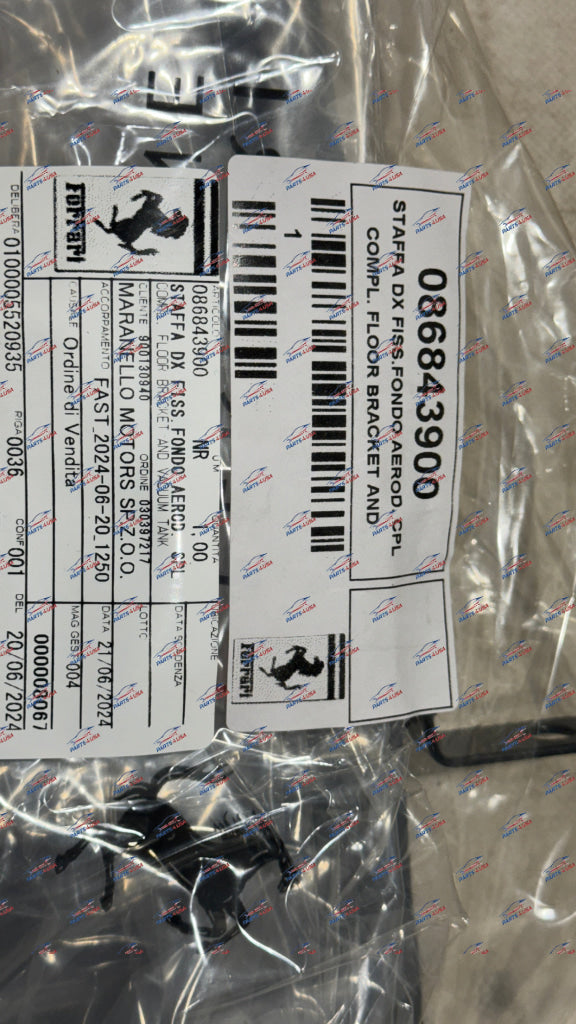 Ferrari 488 F8 Complete aerodynamic floor bracket RH OEM Part number: 86843900 - Bracket