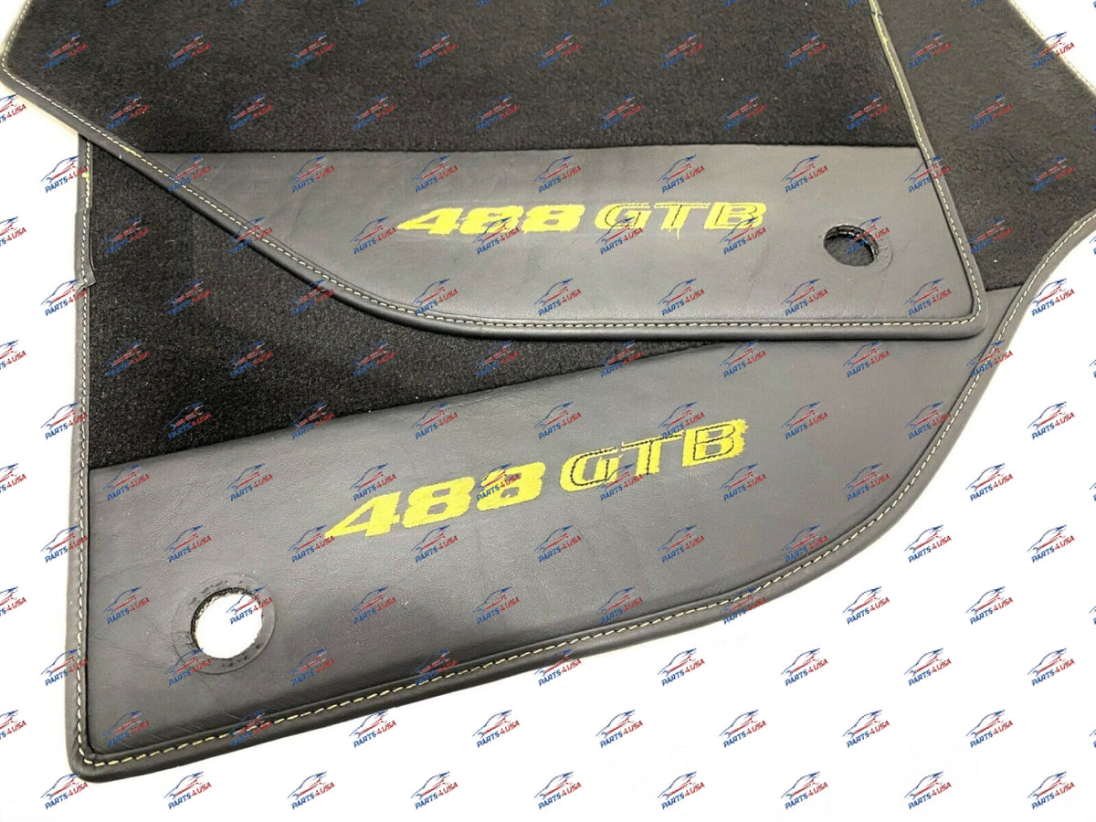Ferrari 488 Gtb Floor Matt Black With Yellow Stitching Oem