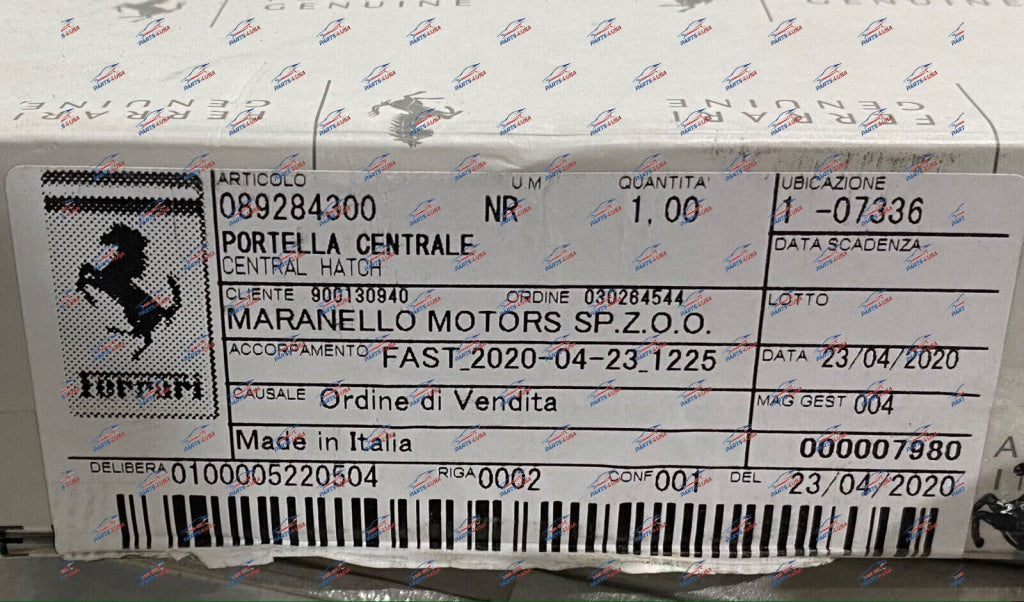 Ferrari 488 Pista Central Hatch Oem Part Number: 89284300