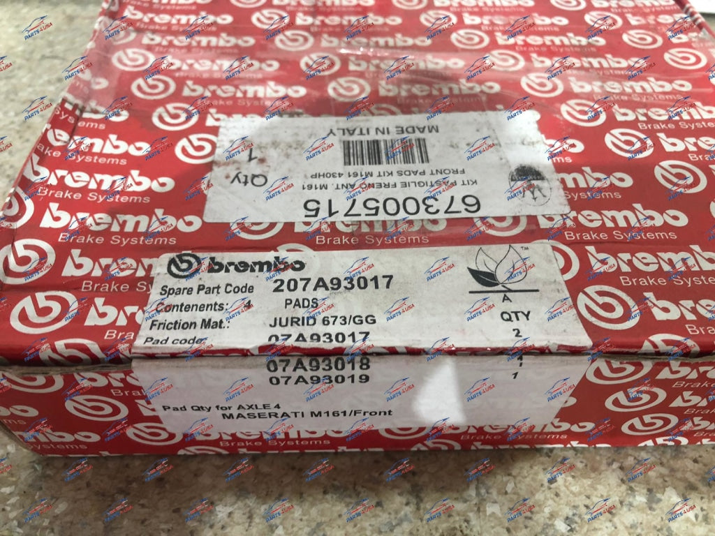 Ferrari 488 Pista Front Pad Set With Springs Part Number: 70003826