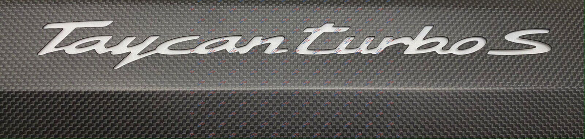 Porsche Taycan Turbo S Carbon Door Sill Kick Plate Part Number: P003206M04
