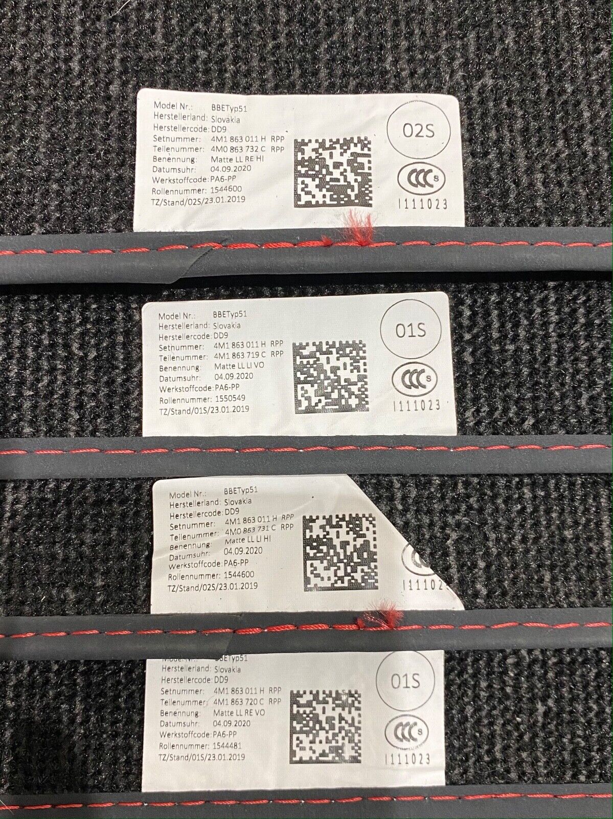 Audi Q7 SQ7 Q8 SQ8 RSQ8 Genuine Floor Mats, OEM, Part number: 4M0863732 4M1863719
