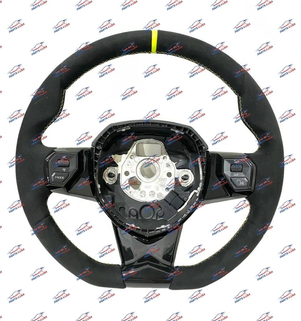 Lamborghini Aventador Svj Steering Wheel With Yellow Stripe And Stitching Oem