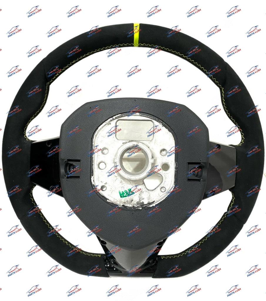 Lamborghini Aventador Svj Steering Wheel With Yellow Stripe And Stitching Oem