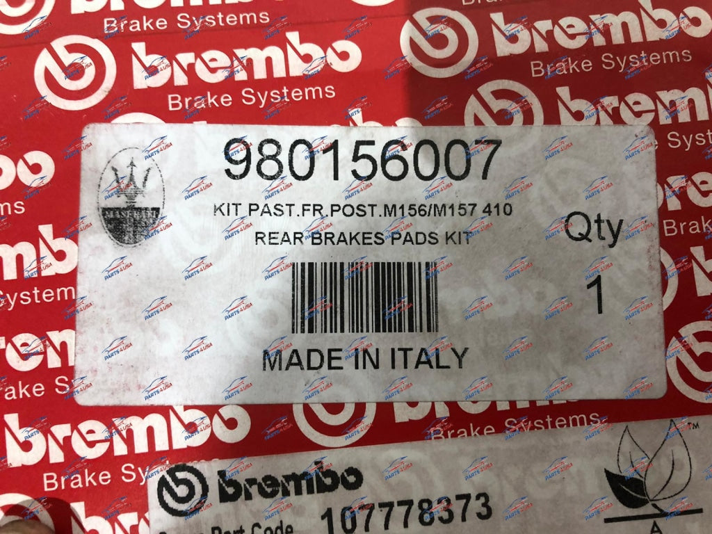 Maserati Ghibli M157 Rear Brakes Pads Kit Part Number: 980156007