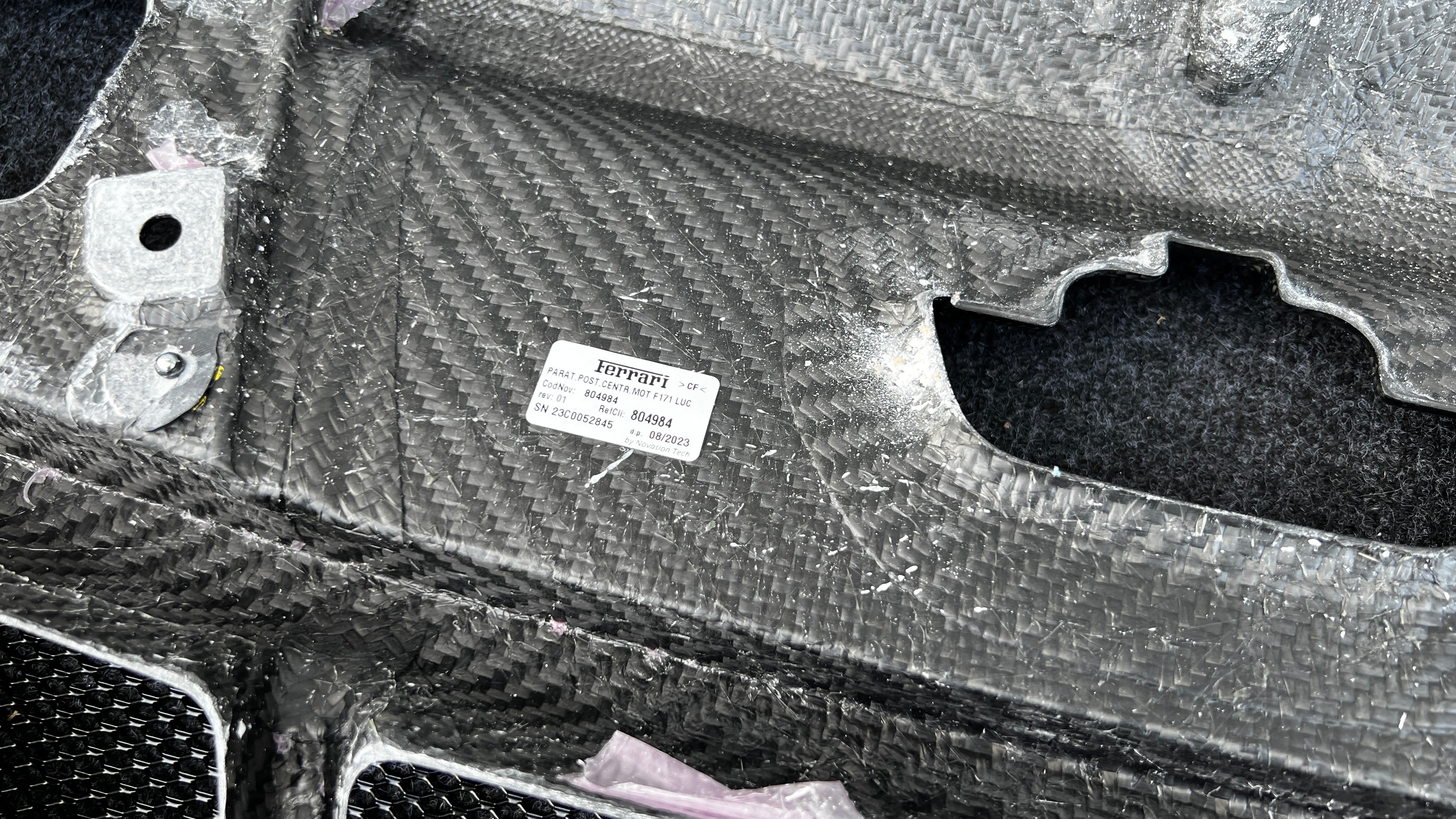 Ferrari 296 GTB Carbon fiber Rear Engine compartment set of 4, OEM, Part number: