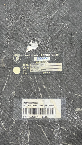 Lamborghini Aventador Seat Backrest cover Carbon fiber, OEM, Part number: 470881463C