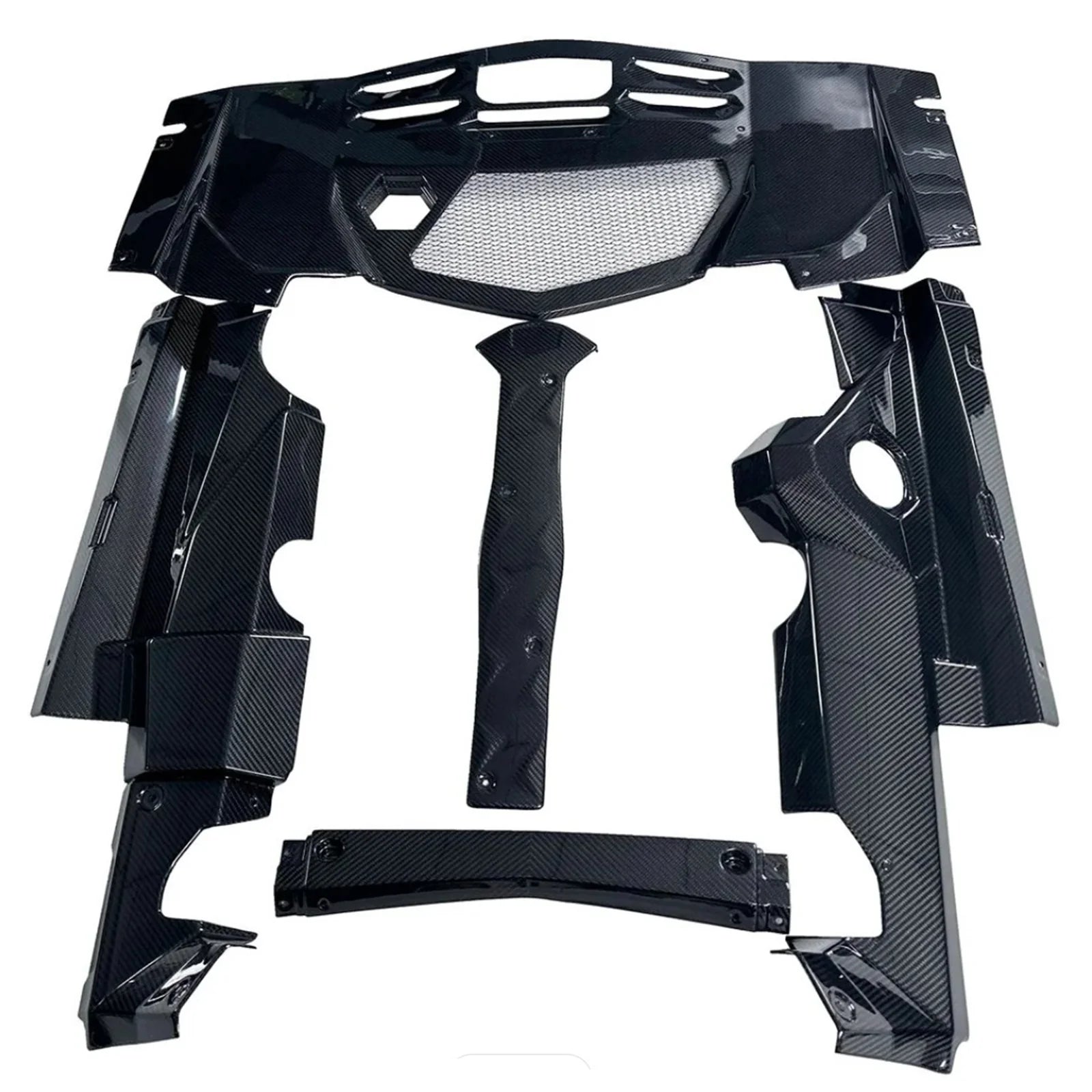 Lamborghini Aventador Engine Bay cover Carbon fiber set, OEM, Part number: