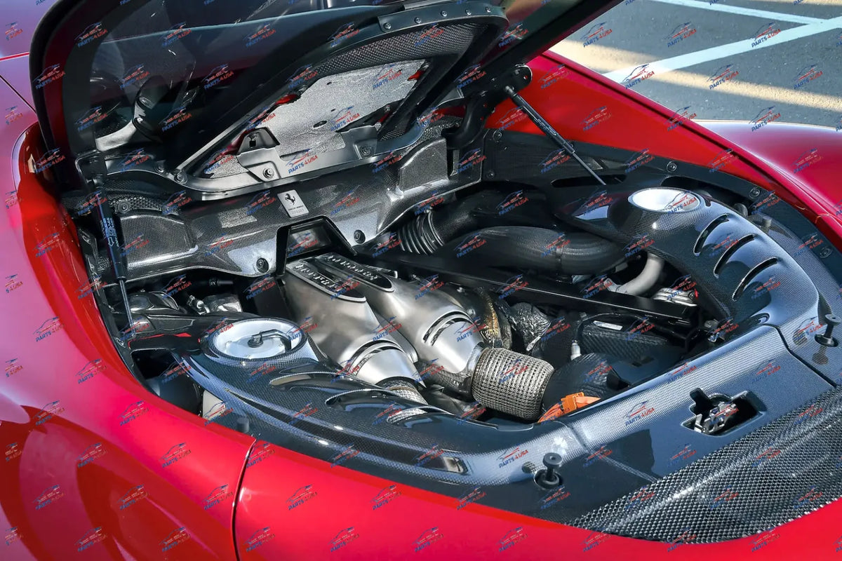 Ferrari 296 GTB Carbon fiber Rear Engine compartment set of 4 OEM Part number: - Carbon fiber engine cover