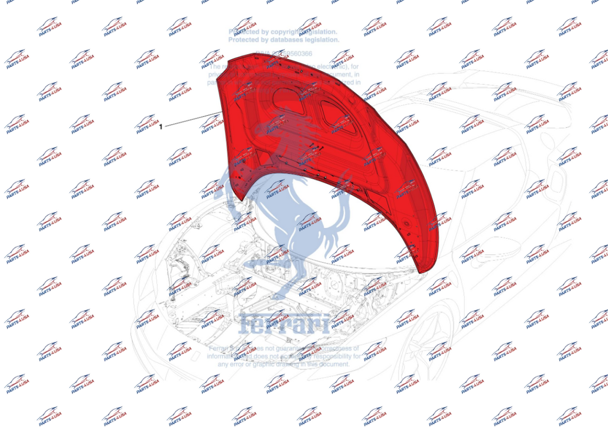Ferrari 296 GTB GTS Front Hood OEM Part number: 985952573 - Front hood