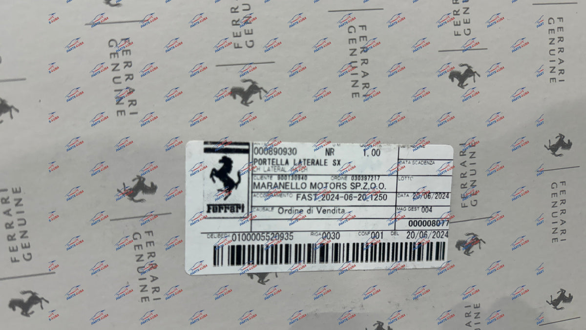 Ferrari F8 Tributo Spider LH Lateral Hatch OEM Part number: 890930 - Lateral Hatch