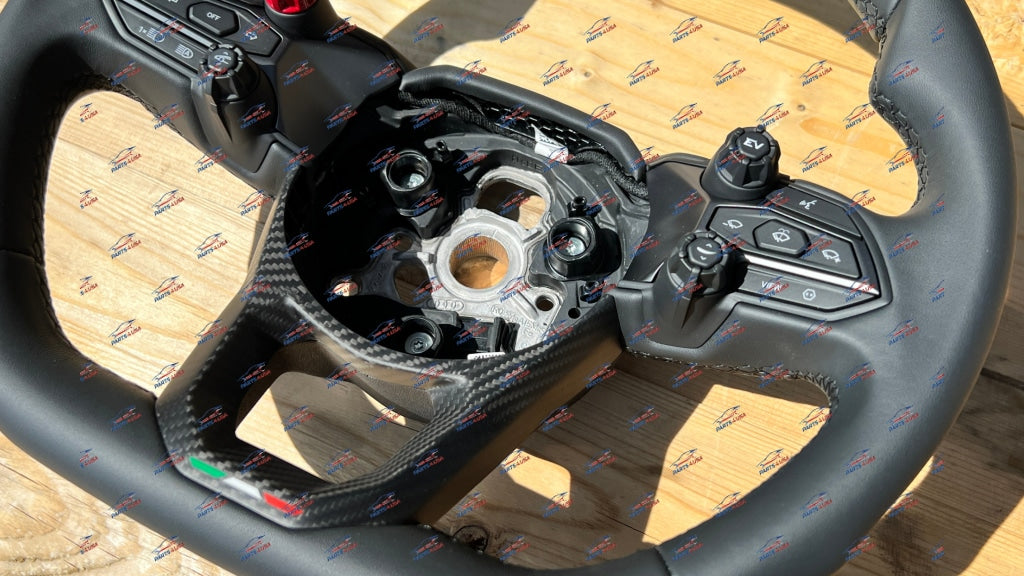 Lamborghini Revuelto Steering Wheel Black Leather With Carbon Oem Part Number: Carbon