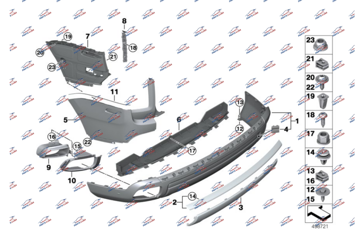 Rolls Royce Cullinan Rear bumper metal moldings OEM Part number: 51127462138 - Rear bumper metal molding