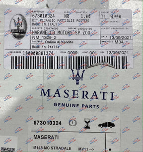 Maserati Granturismo Mc Stradale Rear Brake Pad Kit Part Number: 673010324